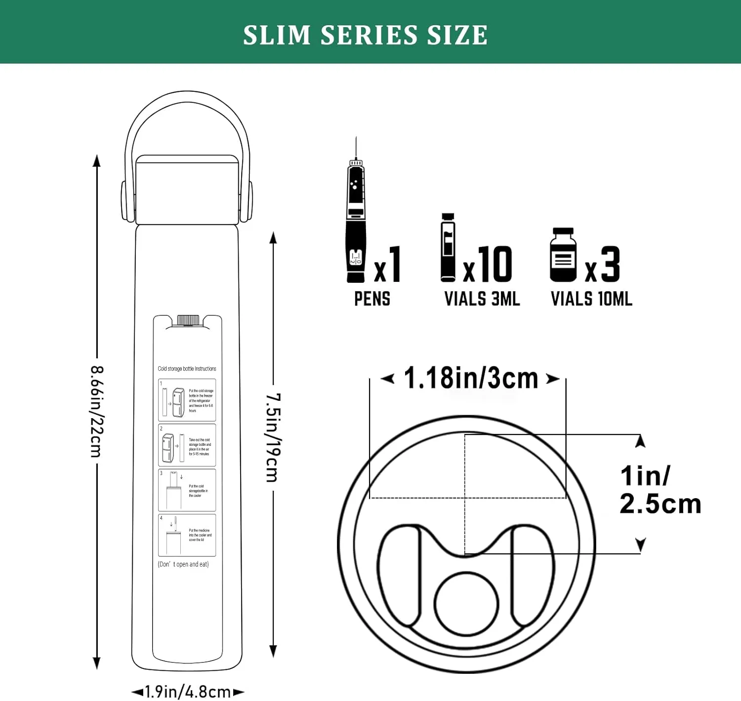 Slim 16H Insulin Pen Cooler Trave Case with QR Medical Travel Tag Portable Medicine Travel Cooler Bag TSA Approved Diabetic Travel case with Biogel Ice Pack（Azure）