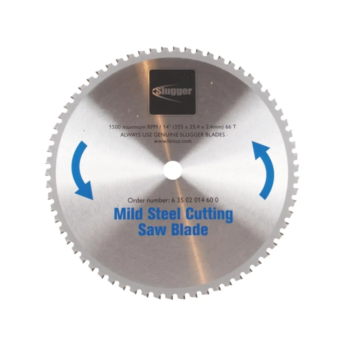 Slugger by Fein Mild Steel Cutting Saw Blade - Fast and Accurate Cuts up to 1/2" in Aluminum, Stainless Steel & Thin Metals, 14" Diameter, 66 Teeth - 63502014600