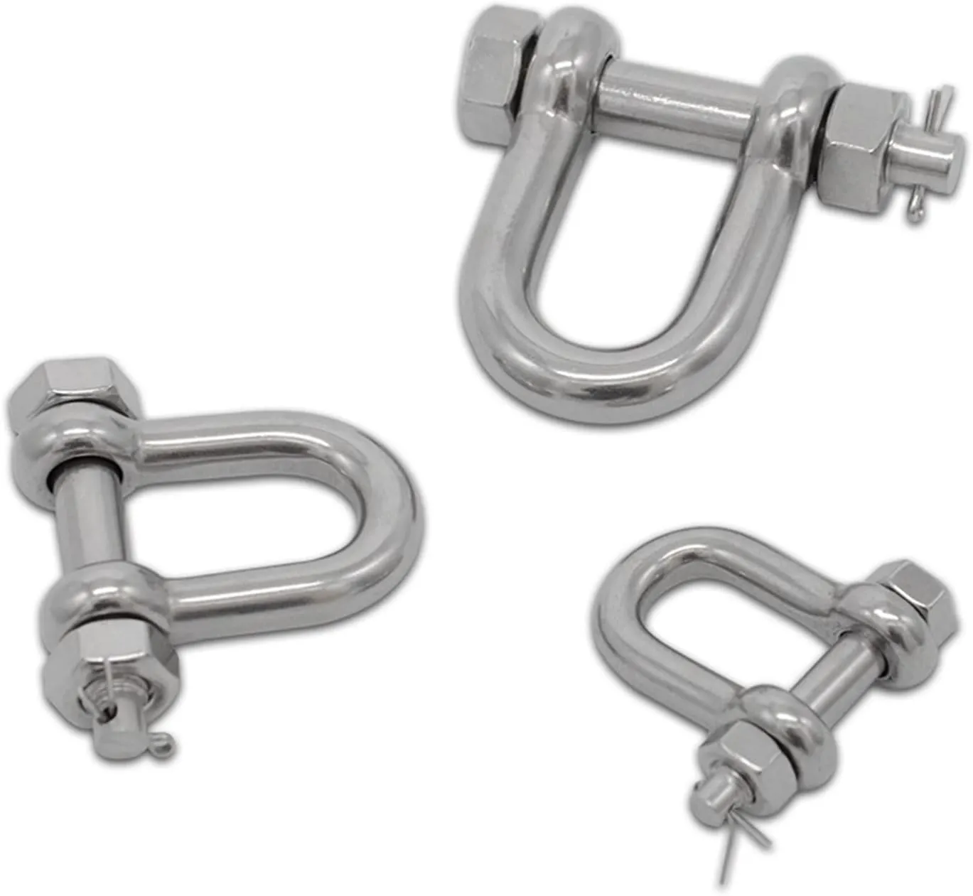 Small Shackles, Stainless Shackle,Small Shackle,5pcs/10pcs 304 Stainless Steel M6/8/10/12 DEE Shackle Pin Nut Safty Pin Steel Buckle Bolt Anchor Safty Shackle Outdoor Tools(M12 X 5pcs)