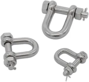 Small Shackles, Stainless Shackle,Small Shackle,5pcs/10pcs 304 Stainless Steel M6/8/10/12 DEE Shackle Pin Nut Safty Pin Steel Buckle Bolt Anchor Safty Shackle Outdoor Tools(M12 X 5pcs)