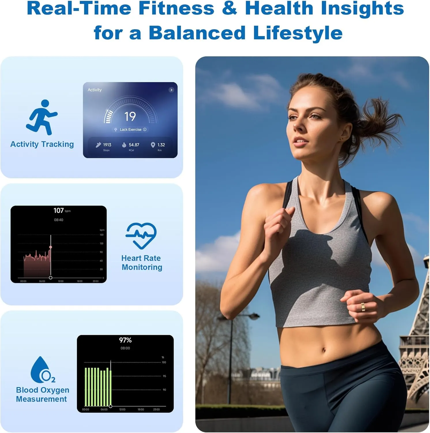 Smart Ring-Size First Before You Buy, No APP Subscription,7-10 Days of Use,Sleep & Activity Real-Time Monitor, Stress/Heart Rate/SPO₂ Tracker, Compatible with iOS and Android (Rose Gold, 11)