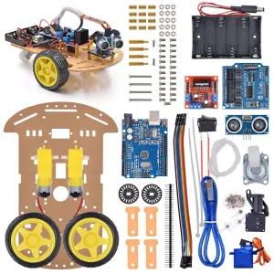 Smart Robot Car Chassis Kit with UNO R3 Module - Educational DIY Toy, 2WD with Battery Box and Speed Encoder for Tracking Obstacle Avoidance - Designed for Beginners to Learn Programming