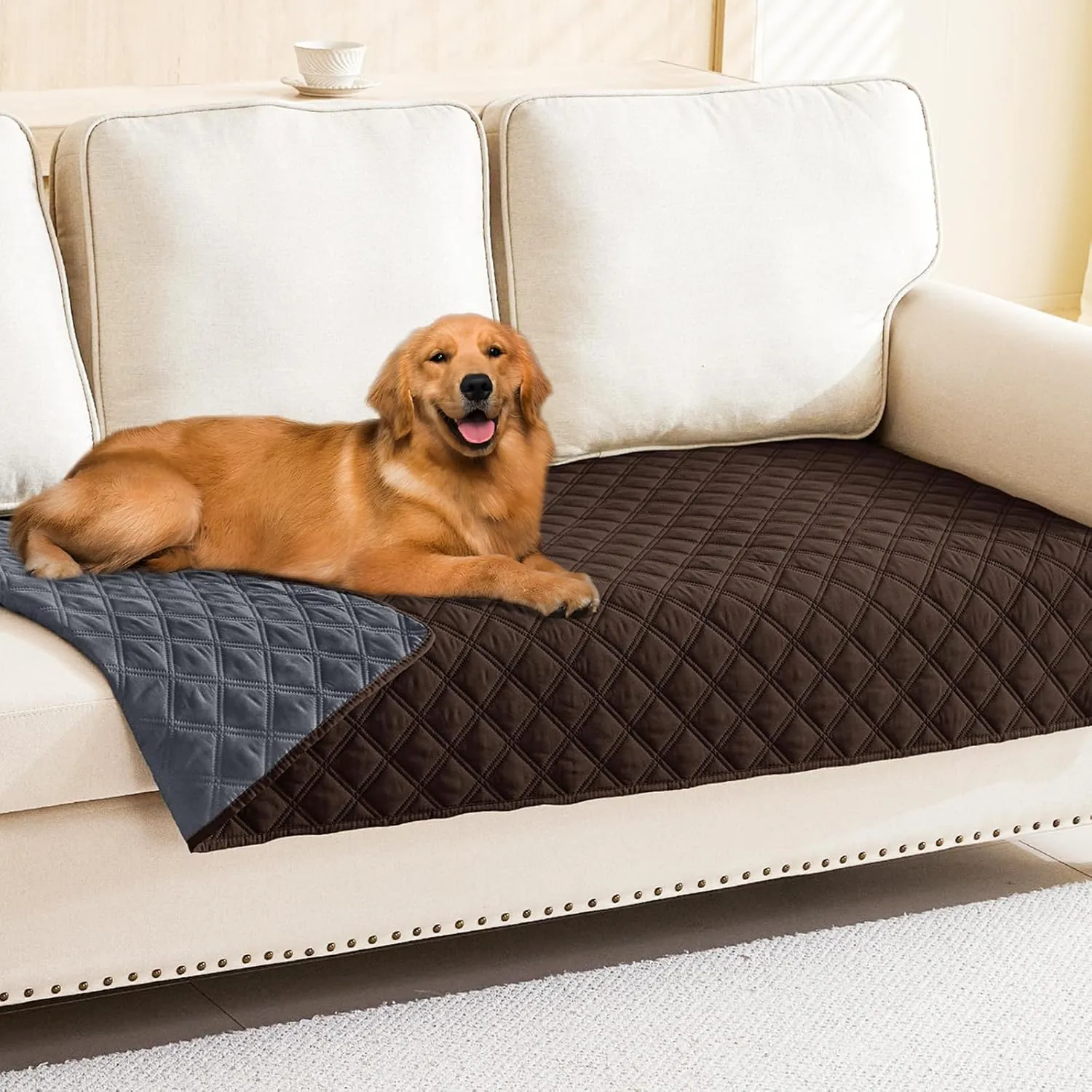 Smiry Waterproof Dog Blanket, Reversible Dog Bed Cover Pet Blanket, Soft Pet Couch Covers for Sofa Washable, Bed Couch Sofa Furniture Protector for Puppy Cat Kids (30"x70", Chocolate/Dark Grey)