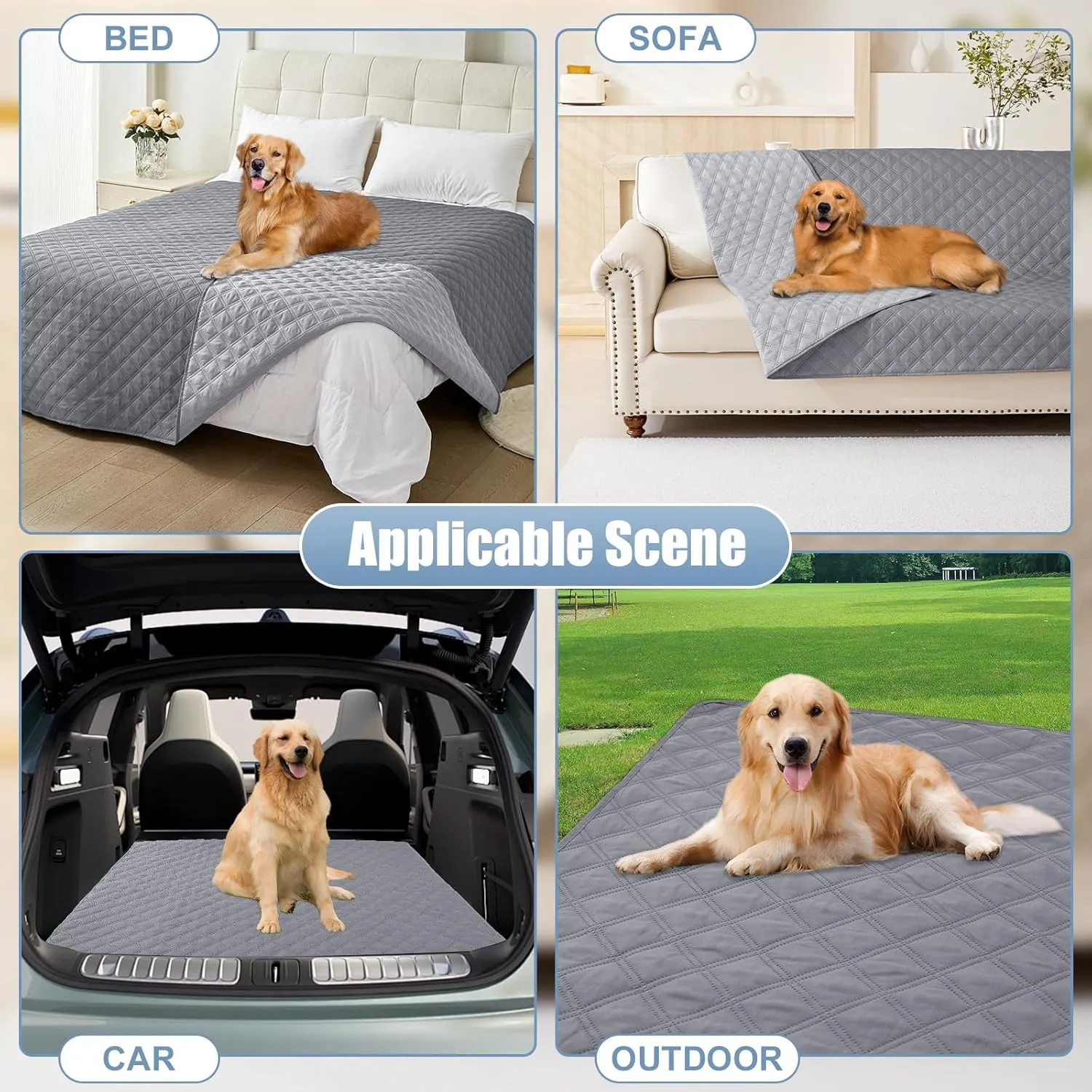 Smiry Waterproof Dog Blanket, Reversible Dog Bed Cover Pet Blanket, Soft Pet Couch Covers for Sofa Washable, Bed Couch Sofa Furniture Protector for Puppy Cat Kids (30"x70", Grey/Light Grey)