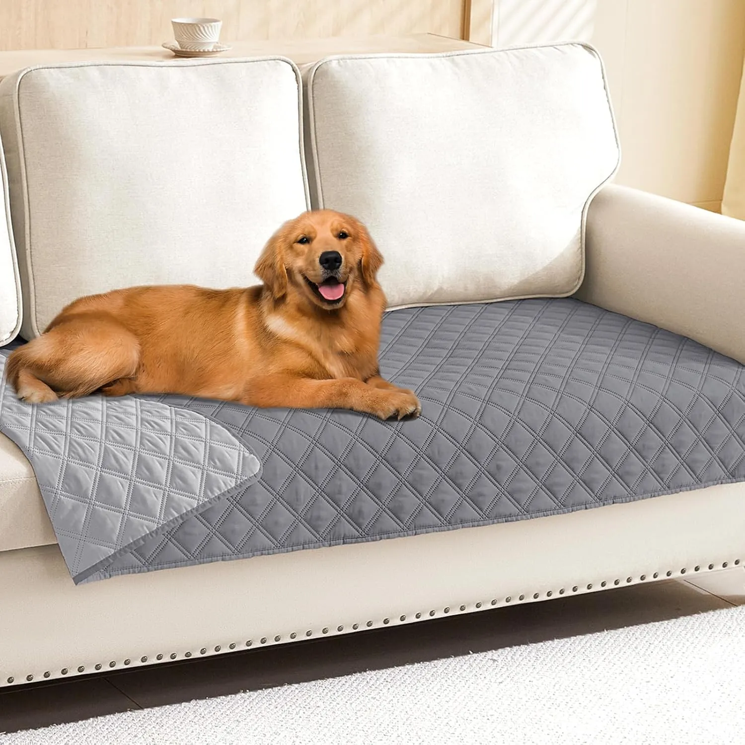 Smiry Waterproof Dog Blanket, Reversible Dog Bed Cover Pet Blanket, Soft Pet Couch Covers for Sofa Washable, Bed Couch Sofa Furniture Protector for Puppy Cat Kids (30"x70", Grey/Light Grey)