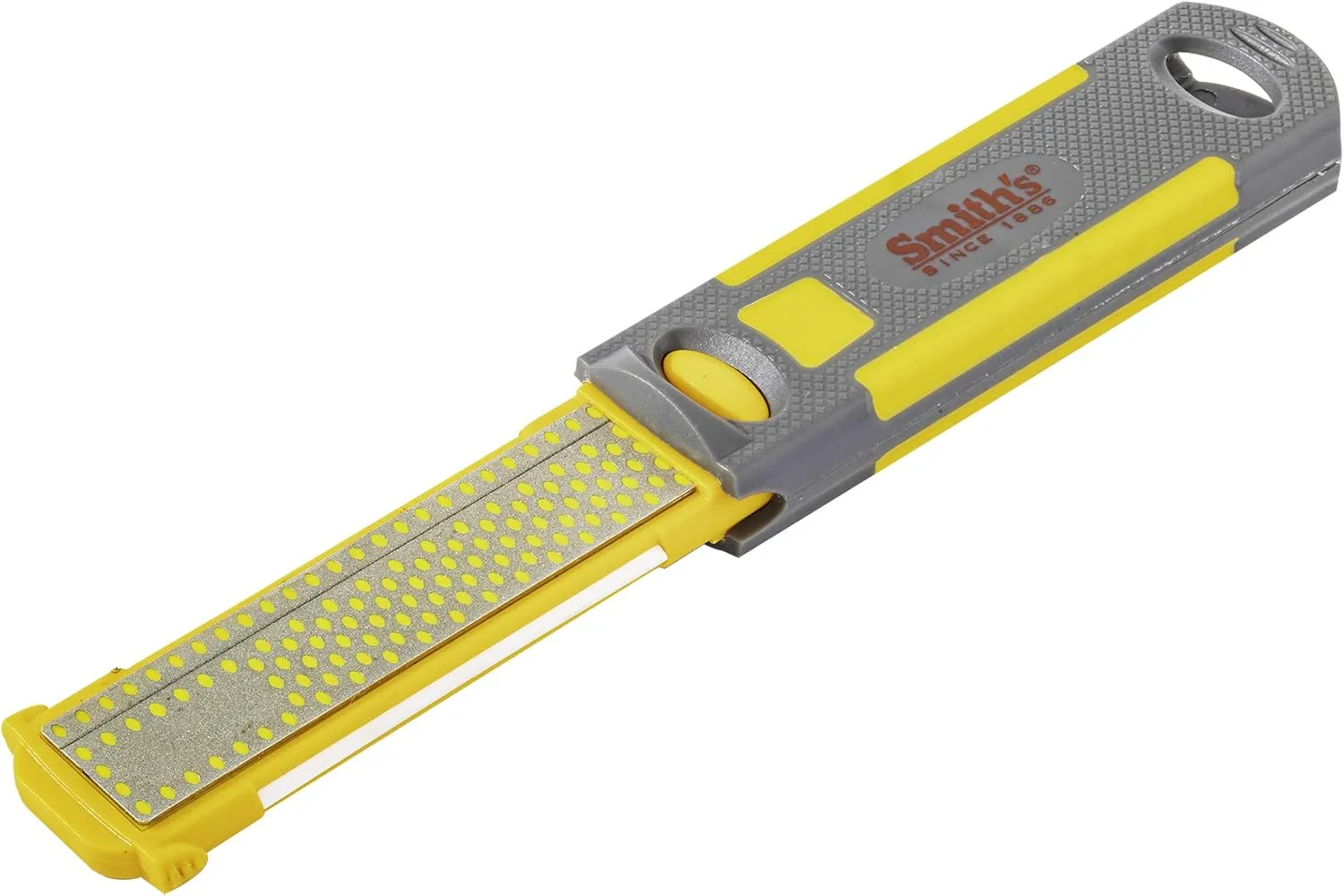 Smith's 51178 Pack-Pal 4" Diamond Combination Sharpener – Retractable 2-Sided Stone Camping Knife Sharpener – Straight & Serrated Blades - Lightweight, Compact, Handheld - Fire Starter – Hiking Tool