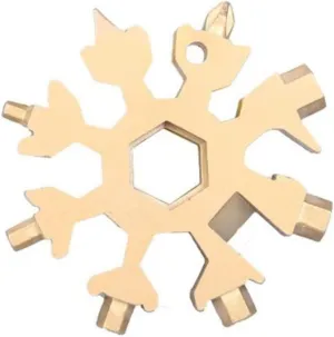 Snowflake Multitool ,Screwdriver Spanner,Snowflake Multitool Snow Keychain Tools Combination Stainless Steel Snow Shape Outdoor Portable Snowflake Multi-tool Wrenches (Color : Gold) ( Color : Gold )