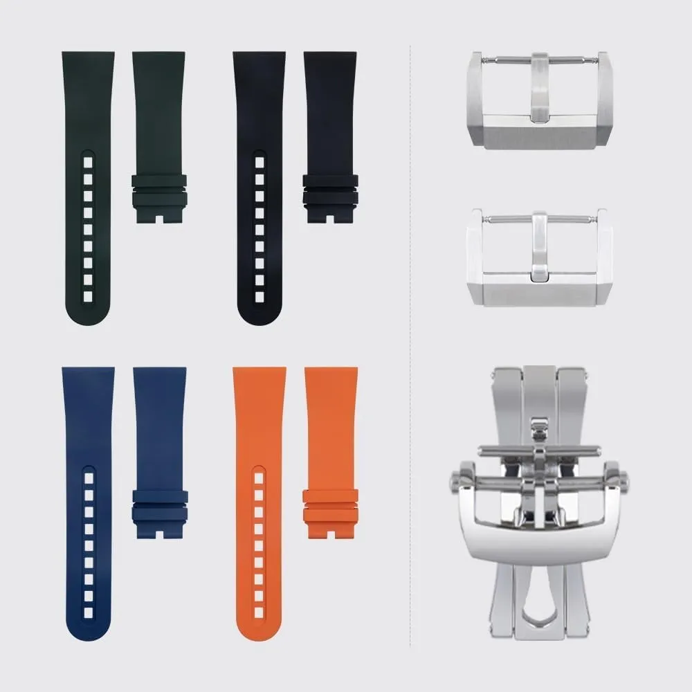 Soft Fluorous FKM Rubber Watch Band For Blancpain Fifty Fathoms 5000 5015 Strap Watch Belt Bracelets