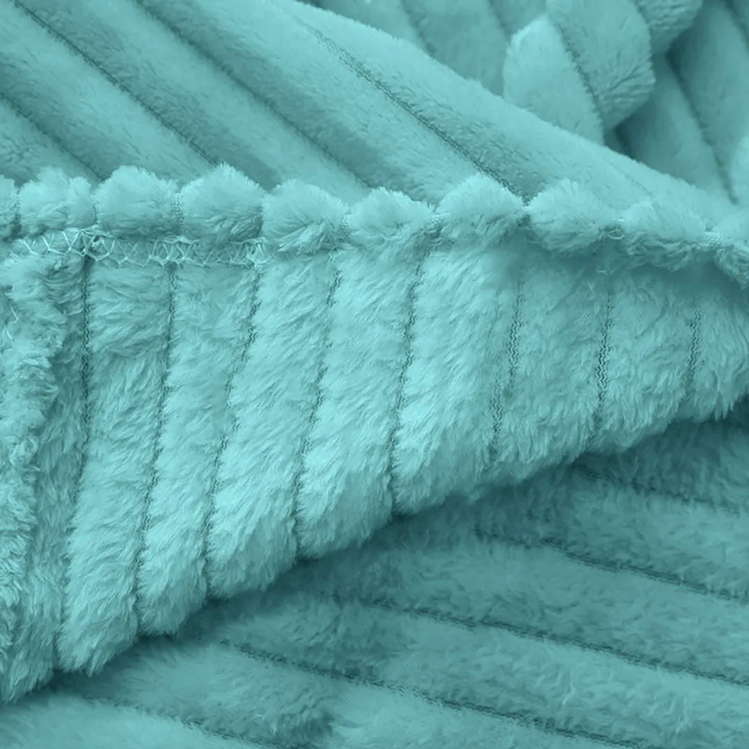 SOGA Sky Blue Throw Blanket Warm Cozy Striped Pattern Thin Flannel Coverlet Fleece Bed Sofa Comforter
