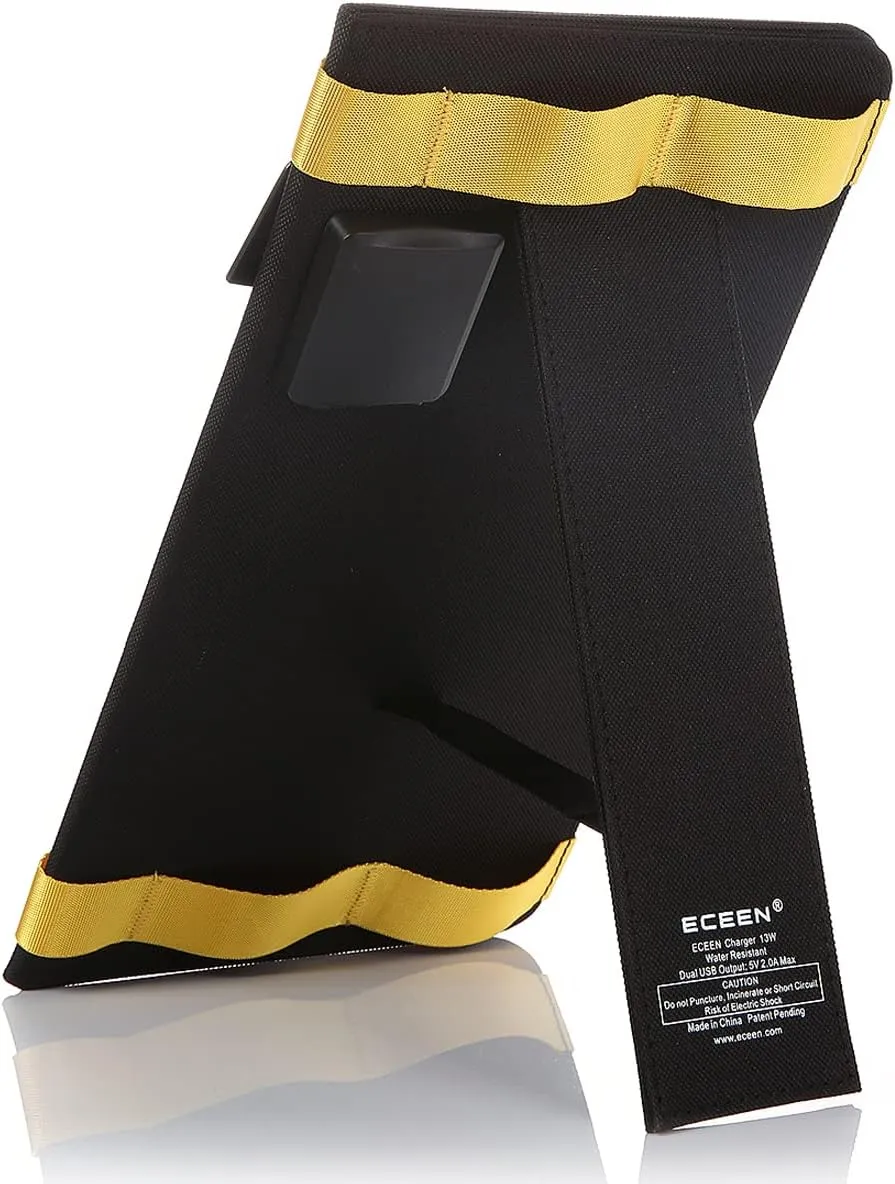 Solar Phone Charger for iPhone, ECEEN 13W Portable Solar Charger with Kickstand for iPhones, Smartphones, Tablets, GPS Units, Speakers, Gopro Cameras, and Other Devices Camping Gadgets Emergency Kit