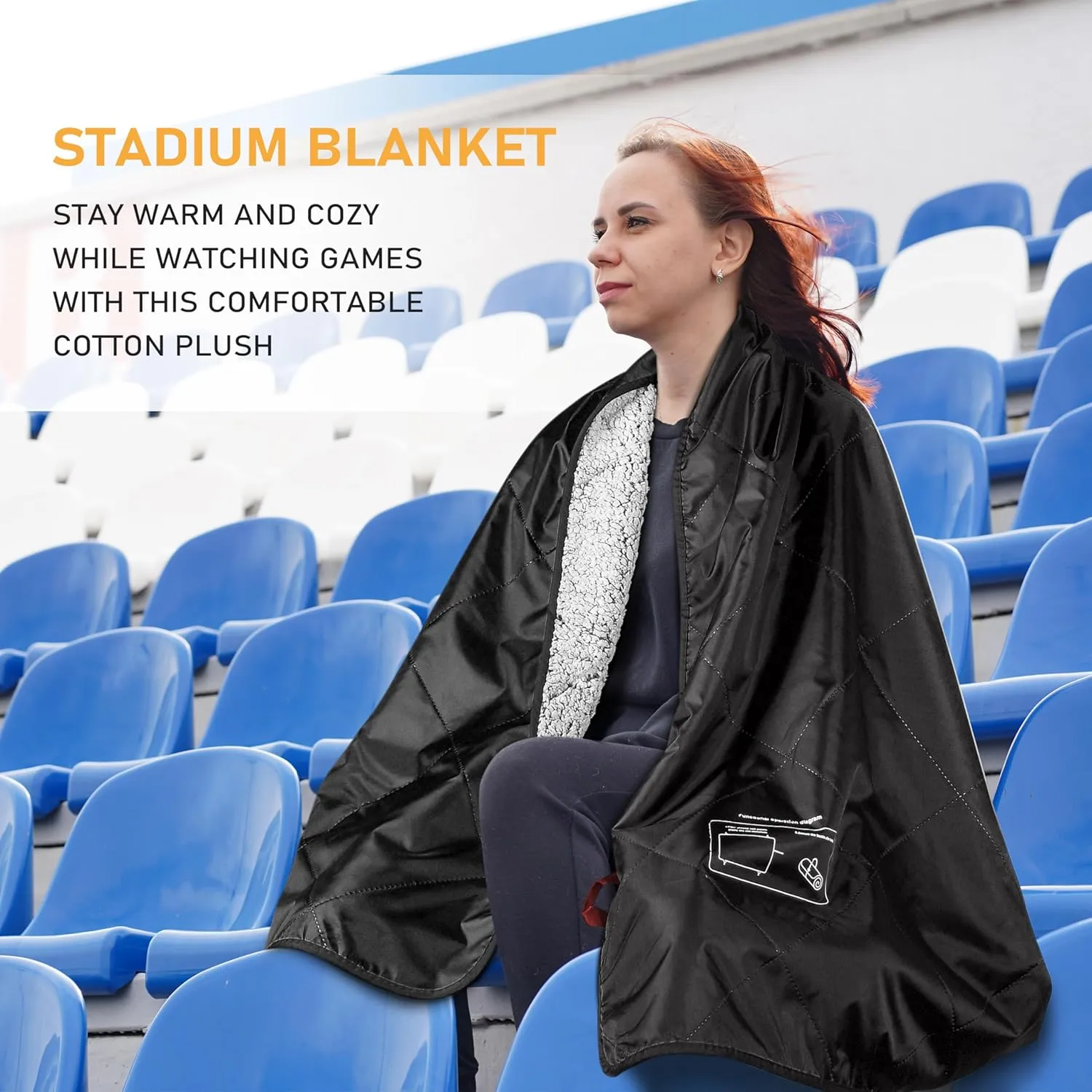 Solaris Waterproof Sherpa Outdoor Blanket, 60” x 80” Insulated Oxford, Packable for Stadium Camping & Cold Weather, Ideal for Soccer Moms, Pets, Picnics, Concerts
