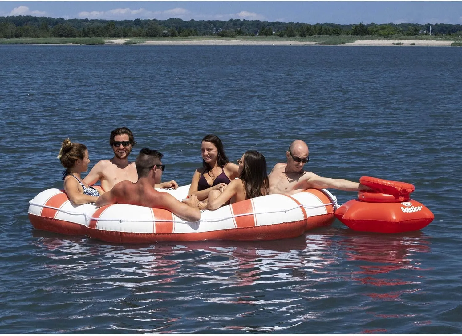 SOLSTICE Super Chill Inflatable River Raft Float Tube Series 1-6 Person With Cupholders Cooler Mesh Bottom Backrest Grab Handles Tie On Rope For River Lake Ocean Pool Floating Snow Heavy Duty Material