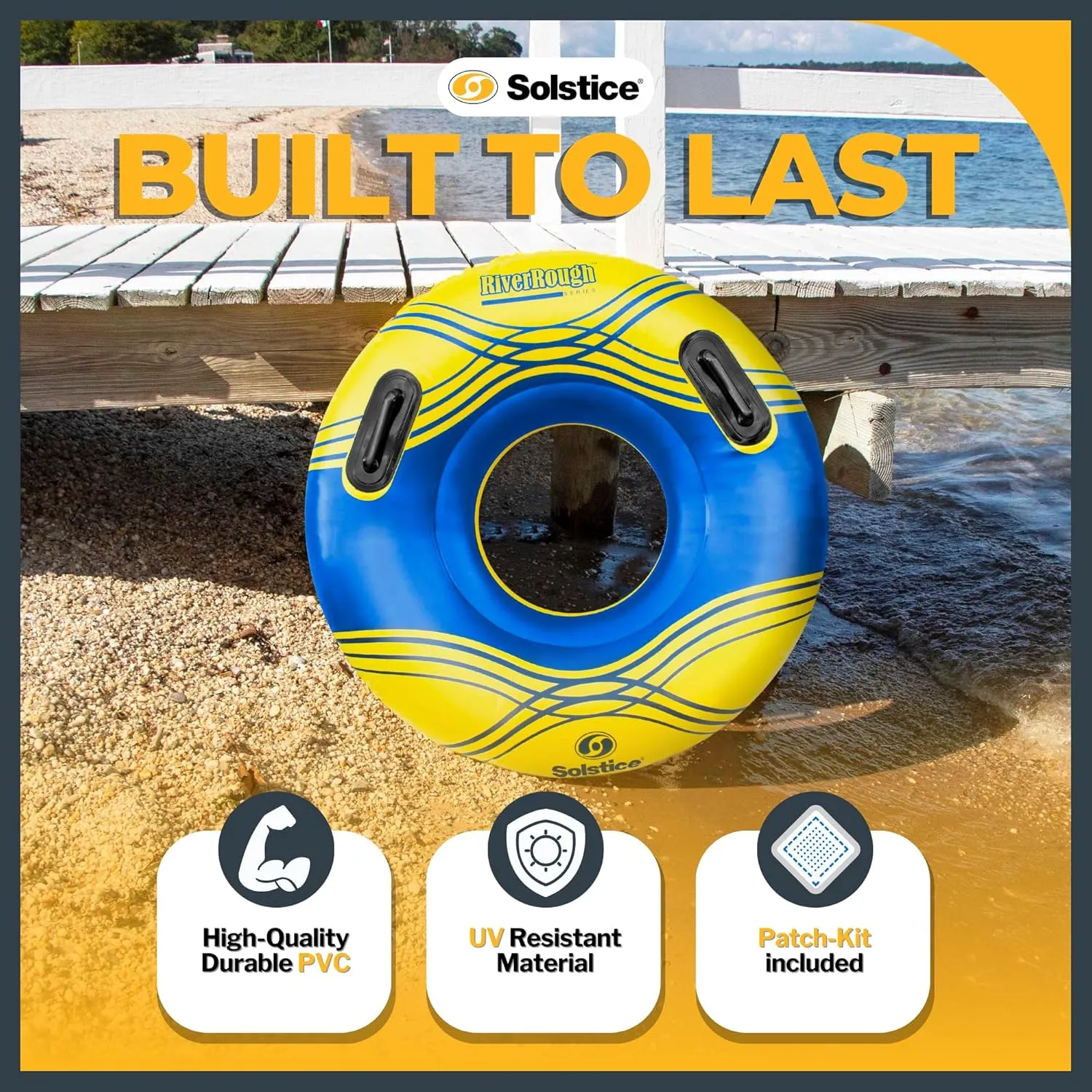 SOLSTICE Super Chill Inflatable River Raft Float Tube Series 1-6 Person With Cupholders Cooler Mesh Bottom Backrest Grab Handles Tie On Rope For River Lake Ocean Pool Floating Snow Heavy Duty Material