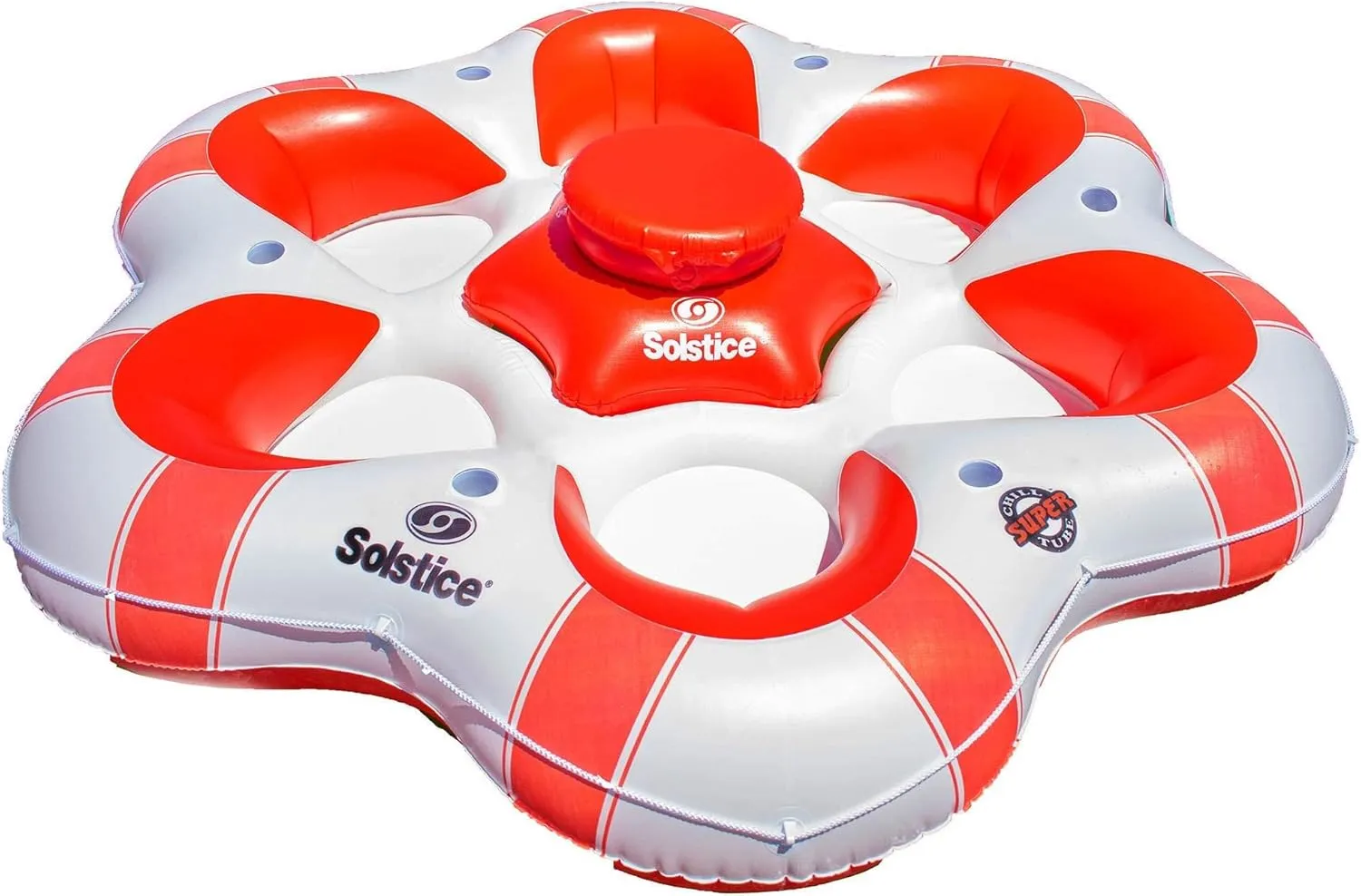SOLSTICE Super Chill Inflatable River Raft Float Tube Series 1-6 Person With Cupholders Cooler Mesh Bottom Backrest Grab Handles Tie On Rope For River Lake Ocean Pool Floating Snow Heavy Duty Material