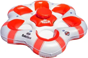 SOLSTICE Super Chill Inflatable River Raft Float Tube Series 1-6 Person With Cupholders Cooler Mesh Bottom Backrest Grab Handles Tie On Rope For River Lake Ocean Pool Floating Snow Heavy Duty Material