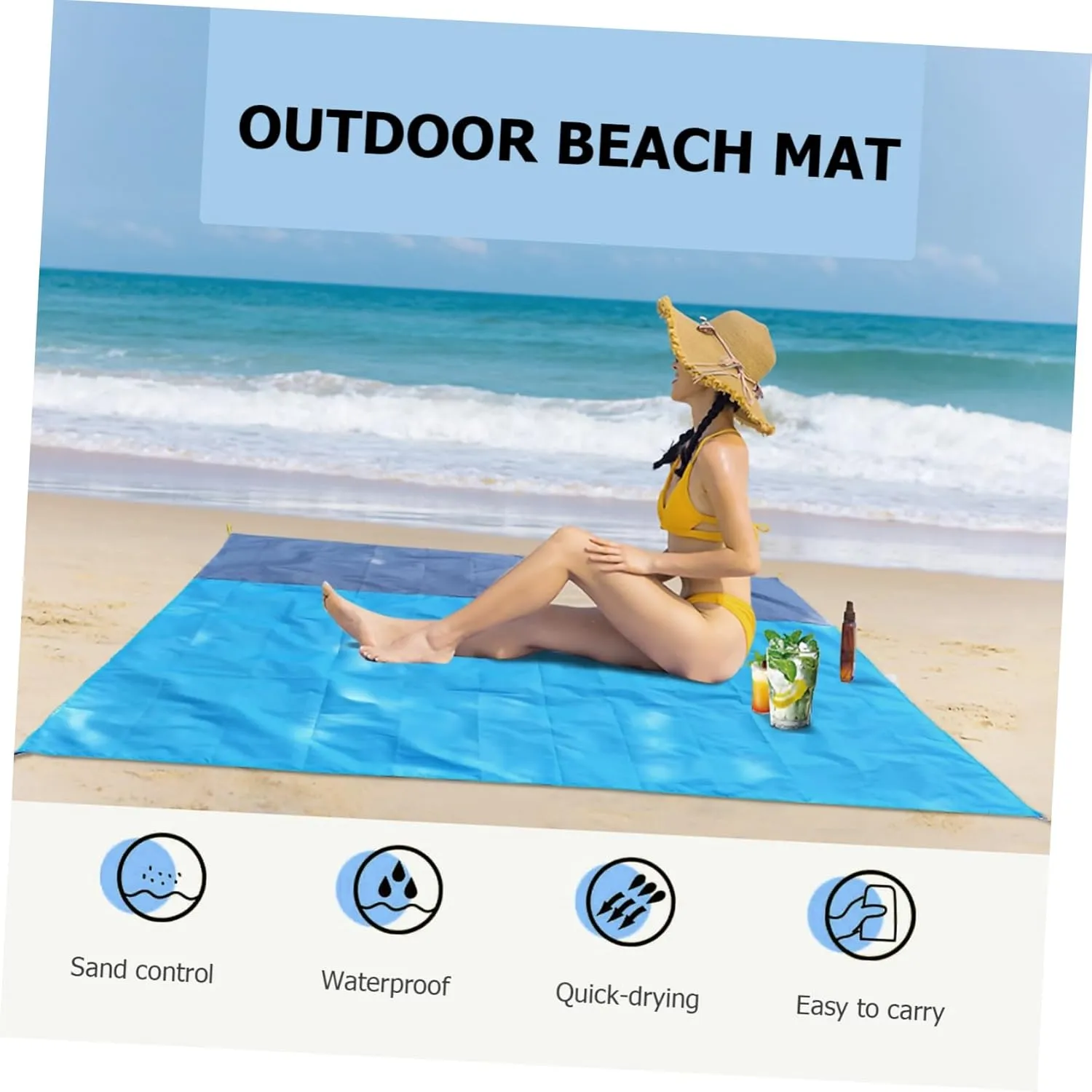 Sosoport 2pcs Family-Friendly Picnic Blanket Waterproof Outdoor Mat Foldable Camping Blanket Large Ground Cloth for Outdoor Activities