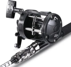 Sougayilang Conventional Reel and Fiberglass Fishing Rod Combo, Medium Heavy for Catfish Angling