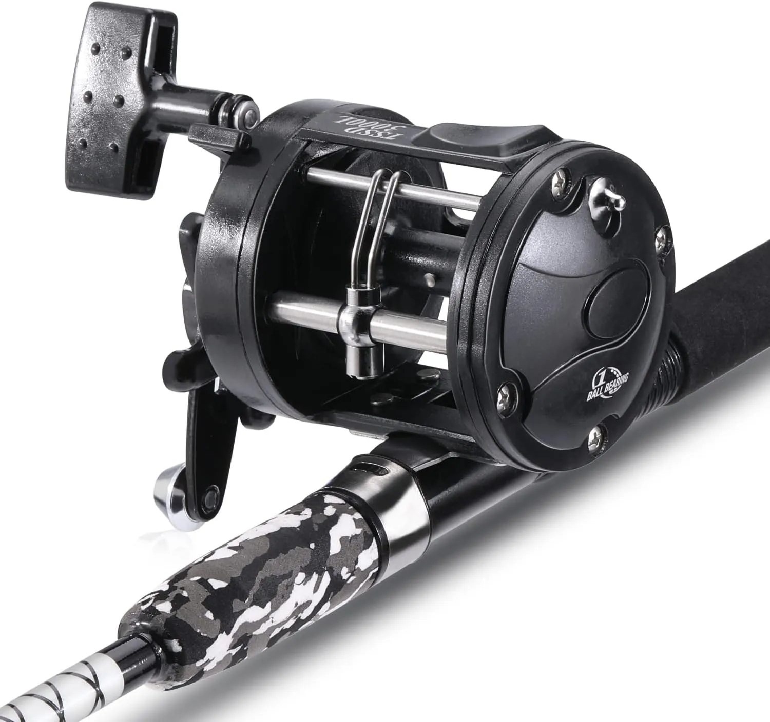 Sougayilang Conventional Reel and Fiberglass Fishing Rod Combo, Medium Heavy for Catfish Angling
