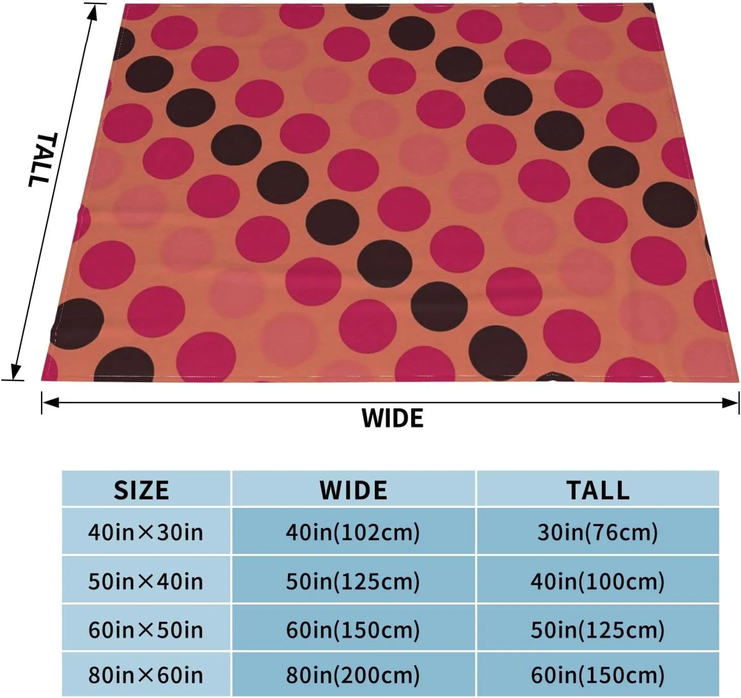 Sou'S Polka Dot Pattern 60"X50" Flannel Blanket - 100% Soft Polyester, Lightweight and Warm, Suitable for Families, Camping, Travel