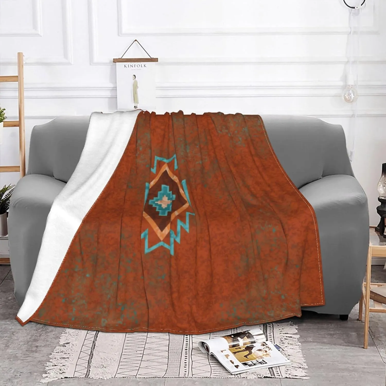Southwest Canyons Diamond 80"X60" Flannel Blanket - 100% Soft Polyester, Lightweight and Warm, Suitable for Families, Camping, Travel