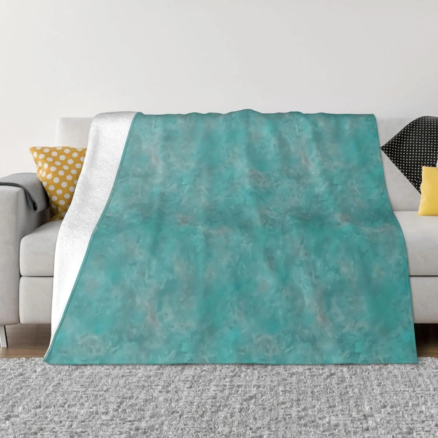 Southwest Turquoise 60"X50" Flannel Blanket - 100% Soft Polyester, Lightweight and Warm, Suitable for Families, Camping, Travel