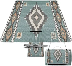 Southwestern Native American Aztec Navajo Indian Waterproof Outdoor Picnic Blanket Sandproof Beach Mat for Camping Hiking Grass Travelling