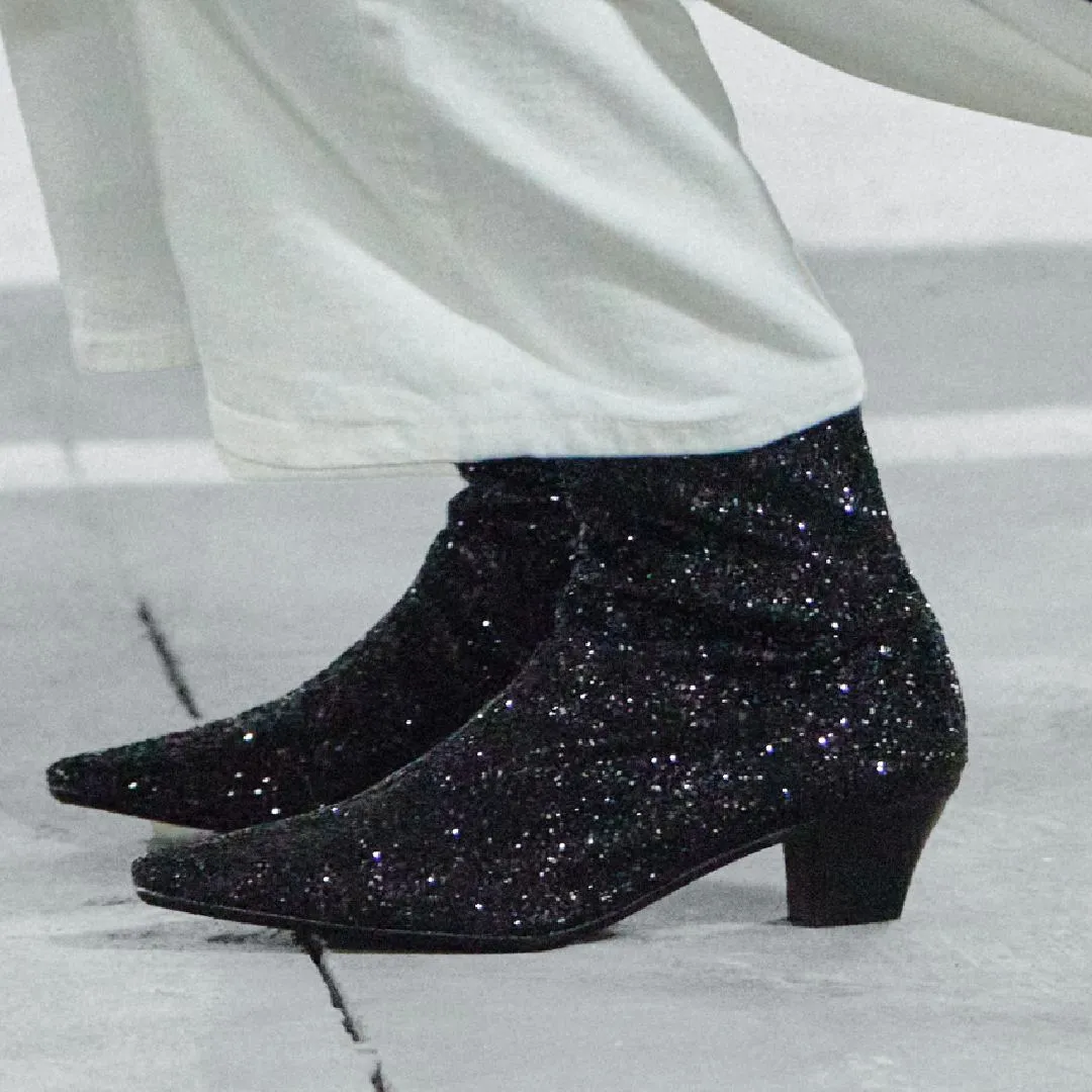 Sparkling glitter ankle boot
