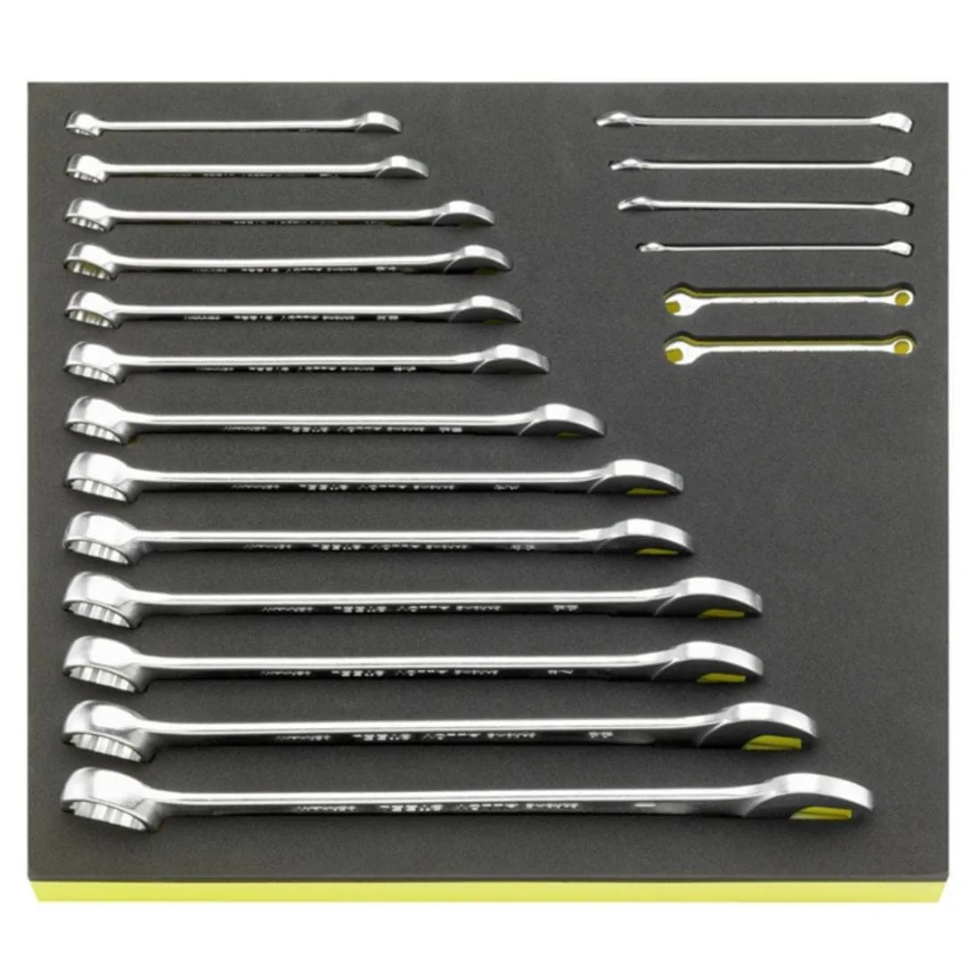 Stahlwille 19-Piece Combination Spanner Open-Box Set, Size Range 3/16 to 1", Chrome Plated Finish, TCS Safety Inlay (350 x 350 x 55mm), Made in Germany