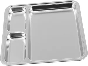 Stainless Steel and Barbecue Plate Divided Food Storage Tray for Camping Hiking and Picnics Easy to Clean for Adults