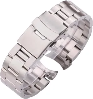 Stainless Steel Curved End Watch Strap Bracelet 20mm 22mm Silver Black Brushed Watchbands Women Men Metal Clocks Accessories