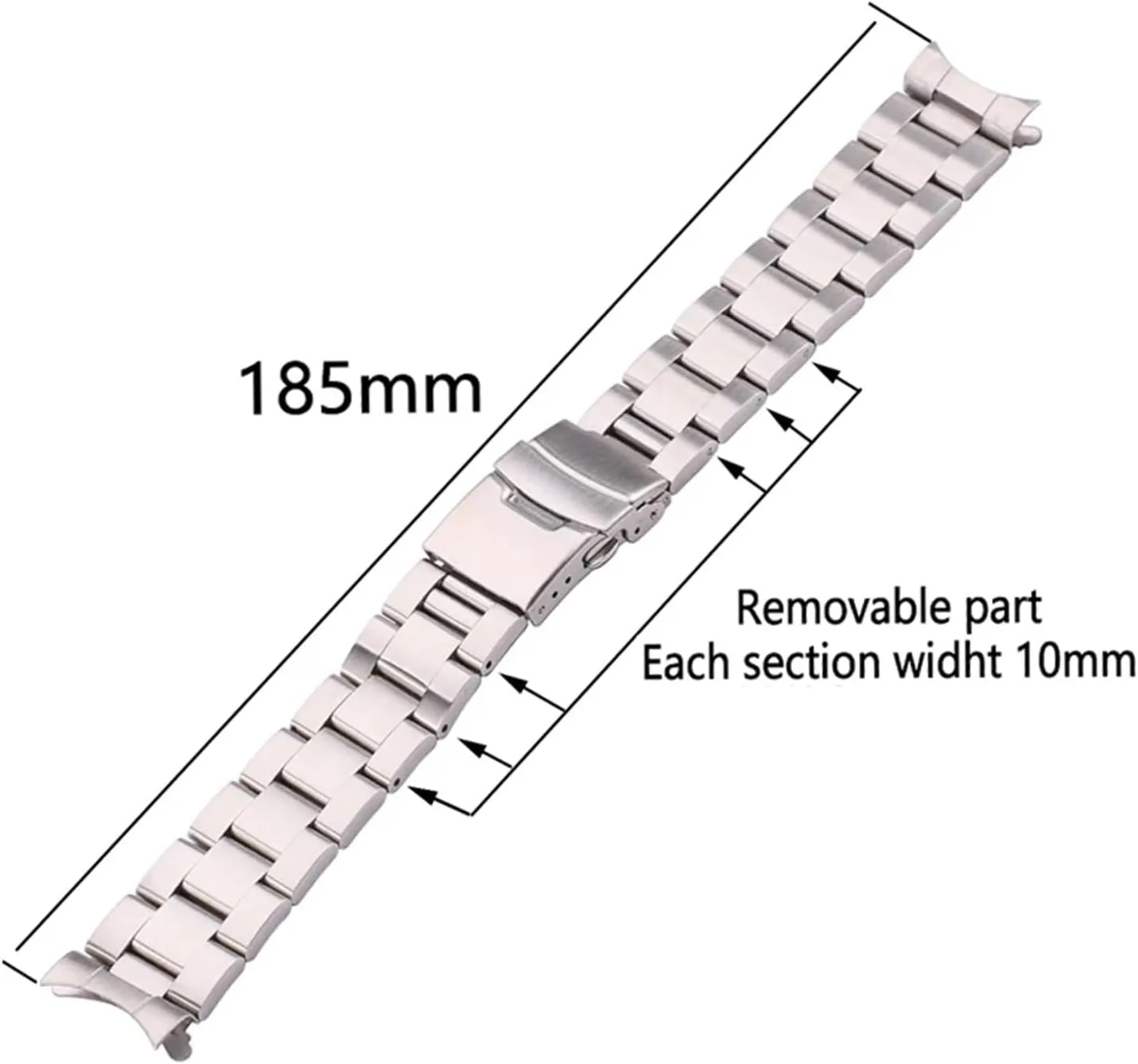 Stainless Steel Curved End Watch Strap Bracelet 20mm 22mm Silver Black Brushed Watchbands Women Men Metal Clocks Accessories