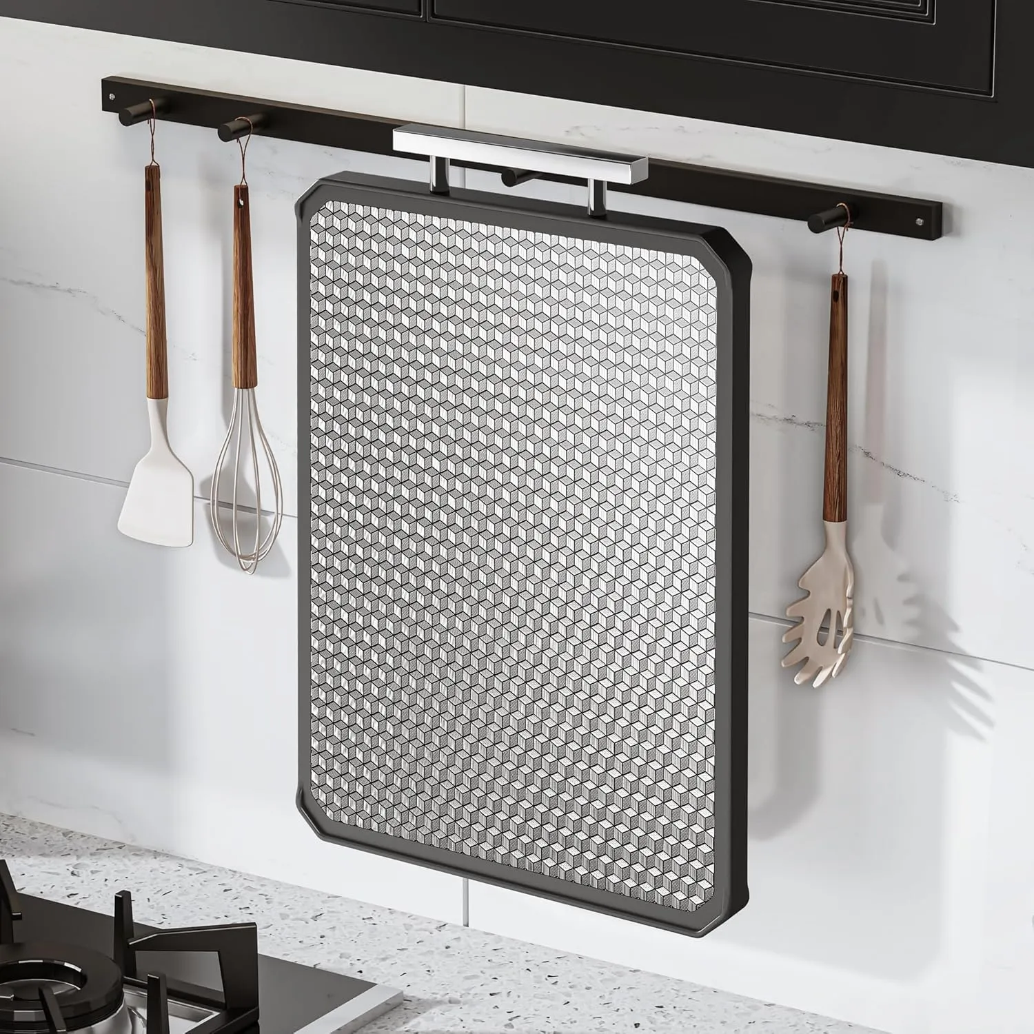 Stainless Steel Cutting Board Anti-scratch Grid Design, Large 16"*11" Double Sided Non Toxic Cutting Board, Kitchen Metal Chopping Boards for Meat Veggies,Dishwasher Safe, Juice Groove