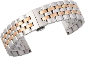 Stainless Steel Link Watch Band 18mm Unisex Folding Buckle Wristband