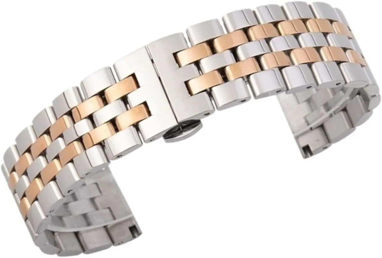 Stainless Steel Link Watch Band 18mm Unisex Folding Buckle Wristband