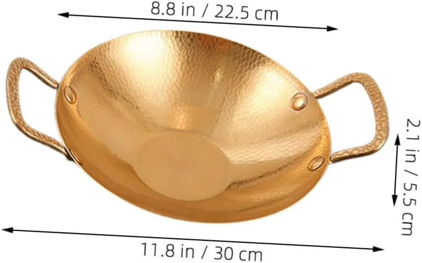 Stainless Steel Pot Double Handle Hammered Griddle Large Cooking Pot Lid Camping Cookware Outdoor Cooking Equipment