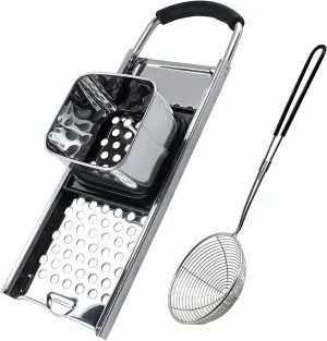 Stainless Steel Spaetzle Maker with Comfort Grip Handle, Homemade Traditional German Egg Noodle Dumpling Making Tool Set