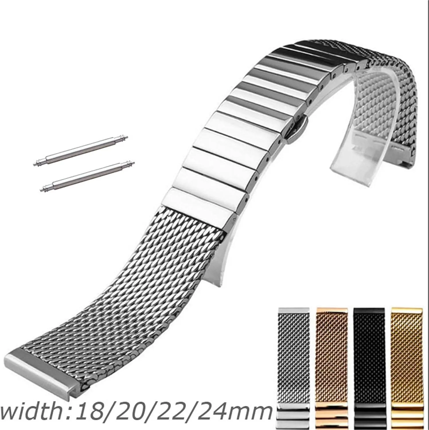 Stainless Steel Strap Metal Replacement Watchbands 18mm 20mm 22mm 24mm Men Woman Universal Quick Change Bracelet