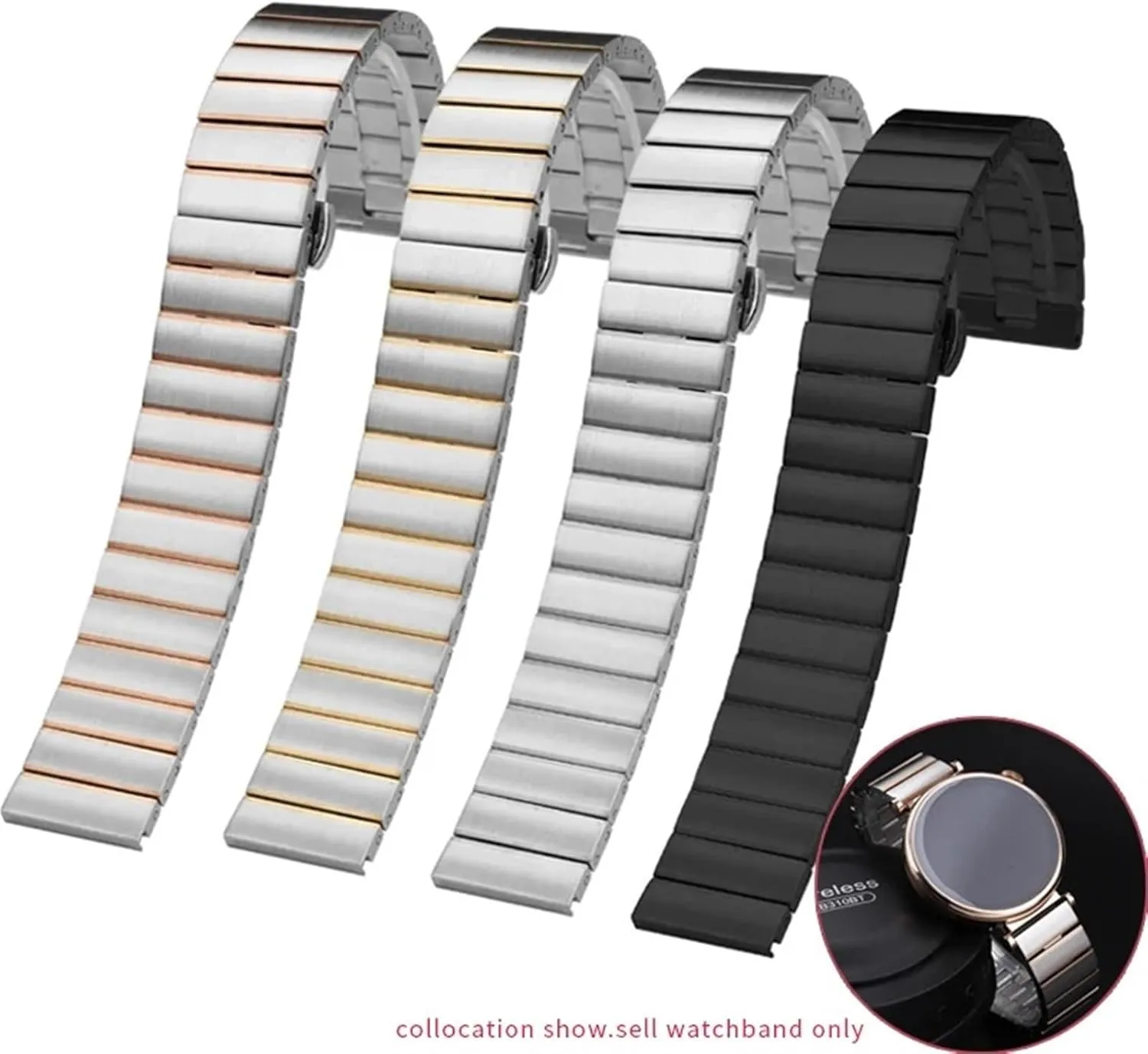 Stainless Steel Strap Women's Bracelet 18m Replacement Wristband Suitable for Smart Watch Quartz Watch Band Universal Accessories