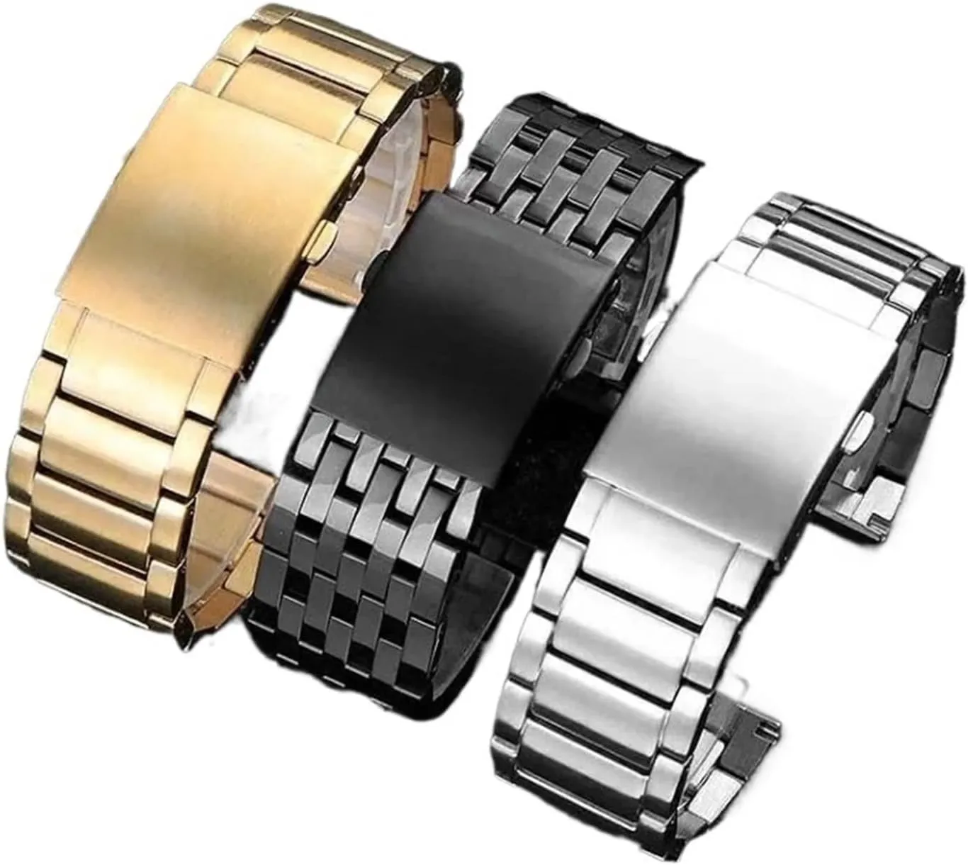 Stainless Steel Watch Band 22mm 24mm 26mm 28mm Suitable for Quartz Watch Traditional Watch Black Silver Unisex Quick Change Watch Accessories(A-Silver,30mm)