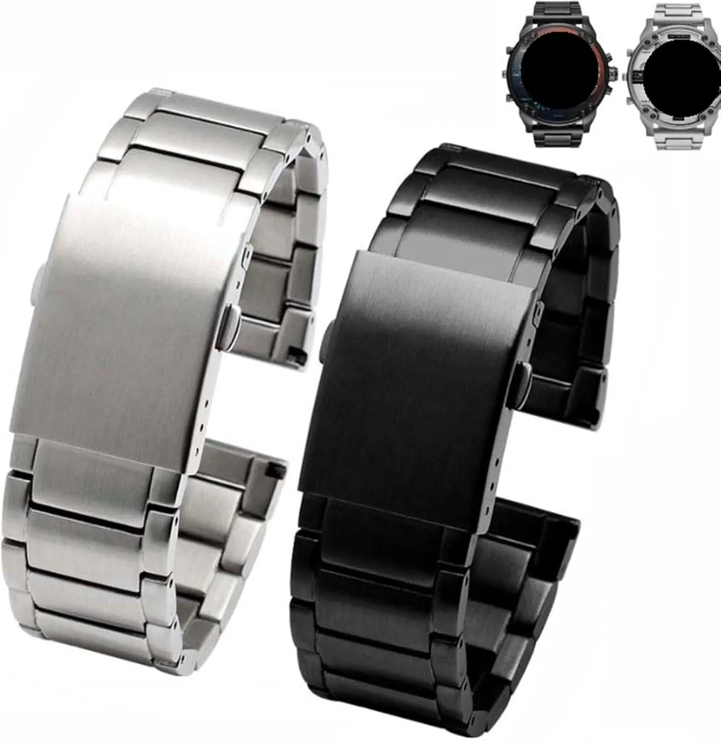 Stainless Steel Watch Band 22mm 24mm 26mm 28mm Suitable for Quartz Watch Traditional Watch Black Silver Unisex Quick Change Watch Accessories(A-Silver,30mm)