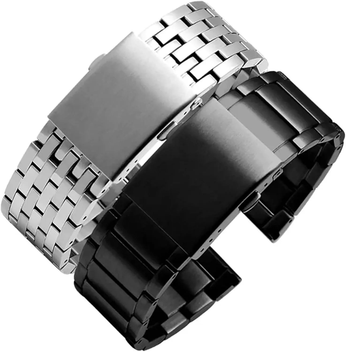 Stainless Steel Watch Band 22mm 24mm 26mm 28mm Suitable for Quartz Watch Traditional Watch Black Silver Unisex Quick Change Watch Accessories(A-Silver,30mm)