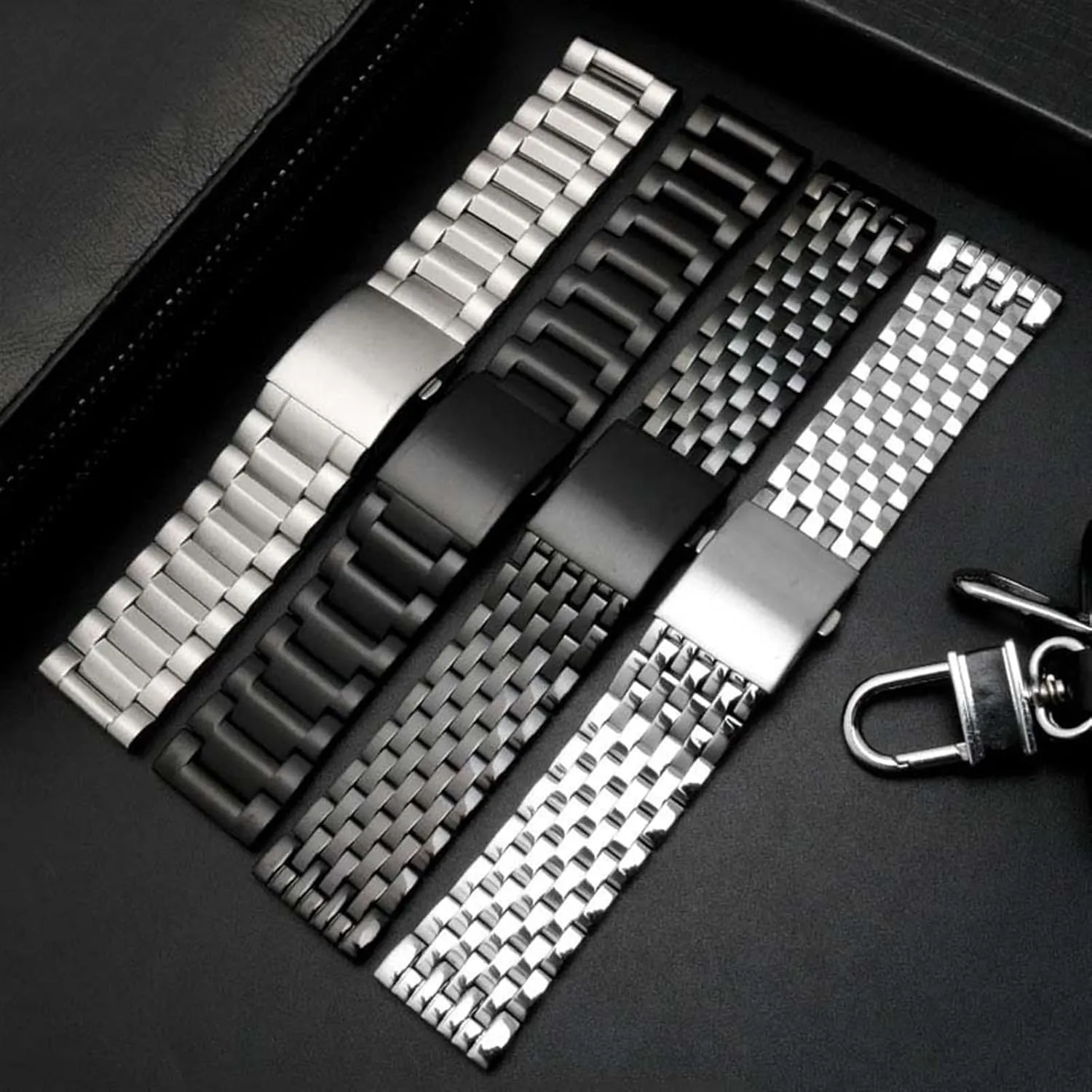 Stainless Steel Watch Band 22mm 24mm 26mm 28mm Suitable for Quartz Watch Traditional Watch Black Silver Unisex Quick Change Watch Accessories(A-Silver,30mm)