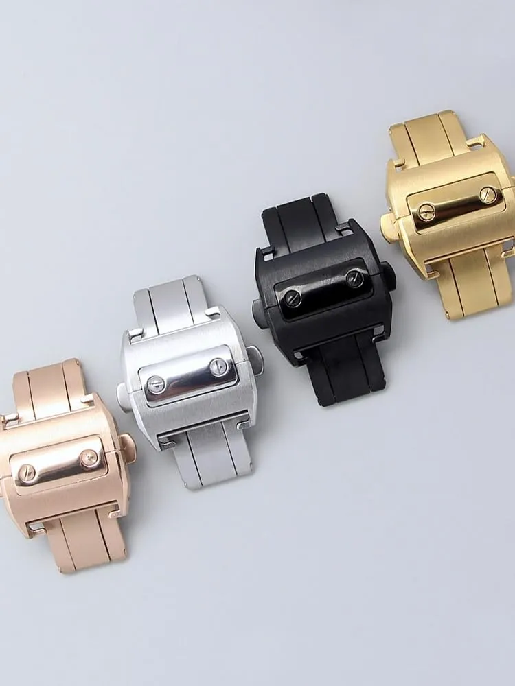 Stainless Steel watch Folding buckle For Cartier Santos Double-press Butterfly clasp