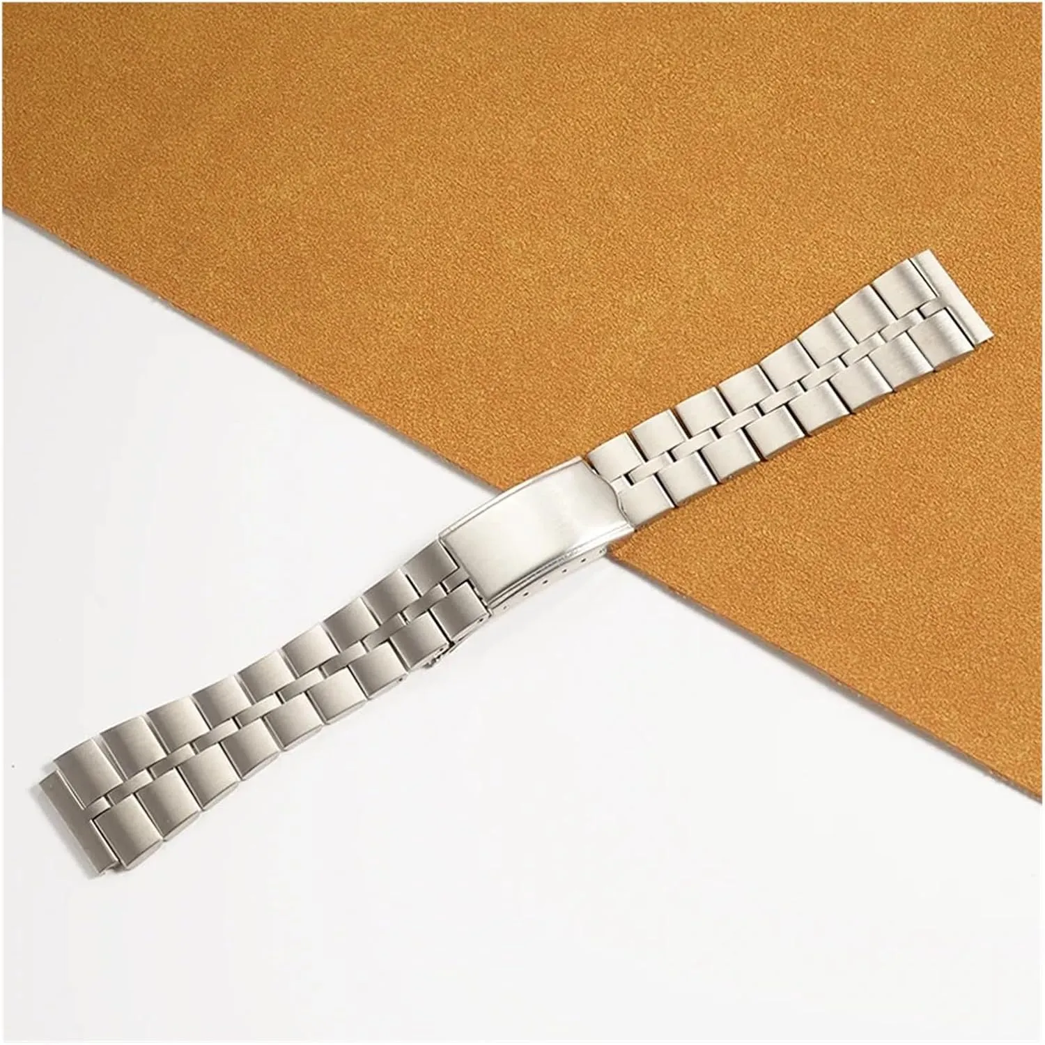 Stainless Steel Watchband Strap Fold Buckle Clasp Wrist Belt Bracelet Silver Watch Accessories Brushed