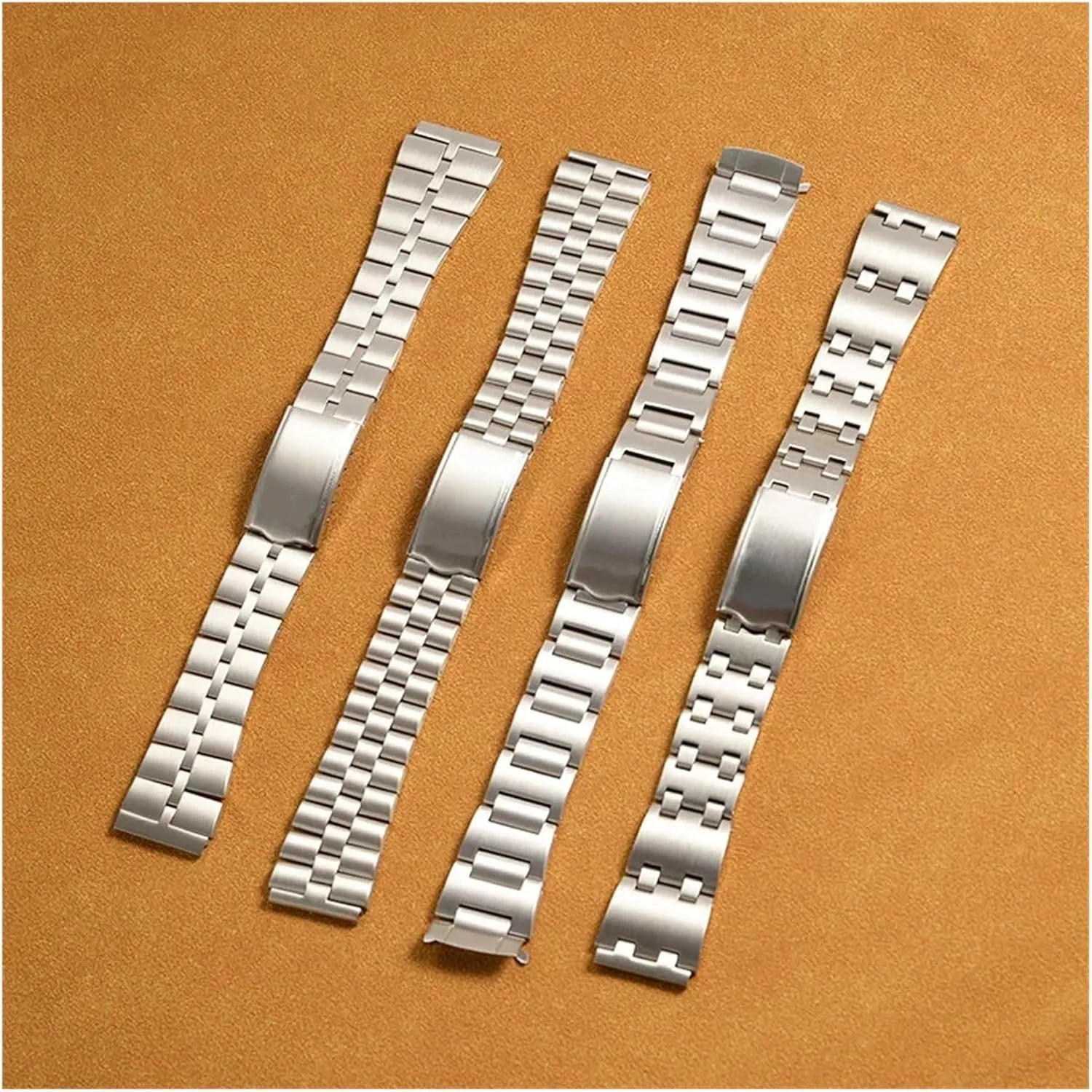 Stainless Steel Watchband Strap Fold Buckle Clasp Wrist Belt Bracelet Silver Watch Accessories Brushed