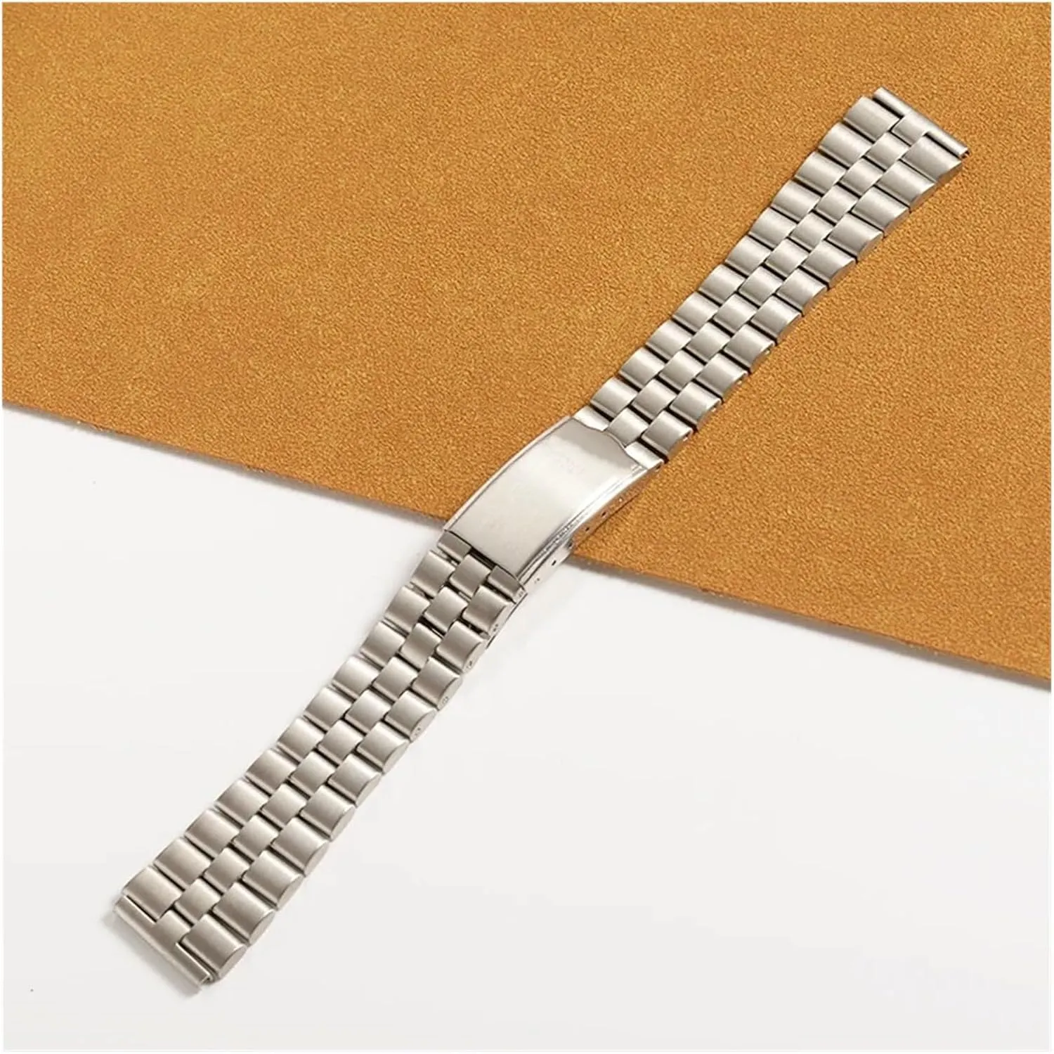 Stainless Steel Watchband Strap Fold Buckle Clasp Wrist Belt Bracelet Silver Watch Accessories Brushed