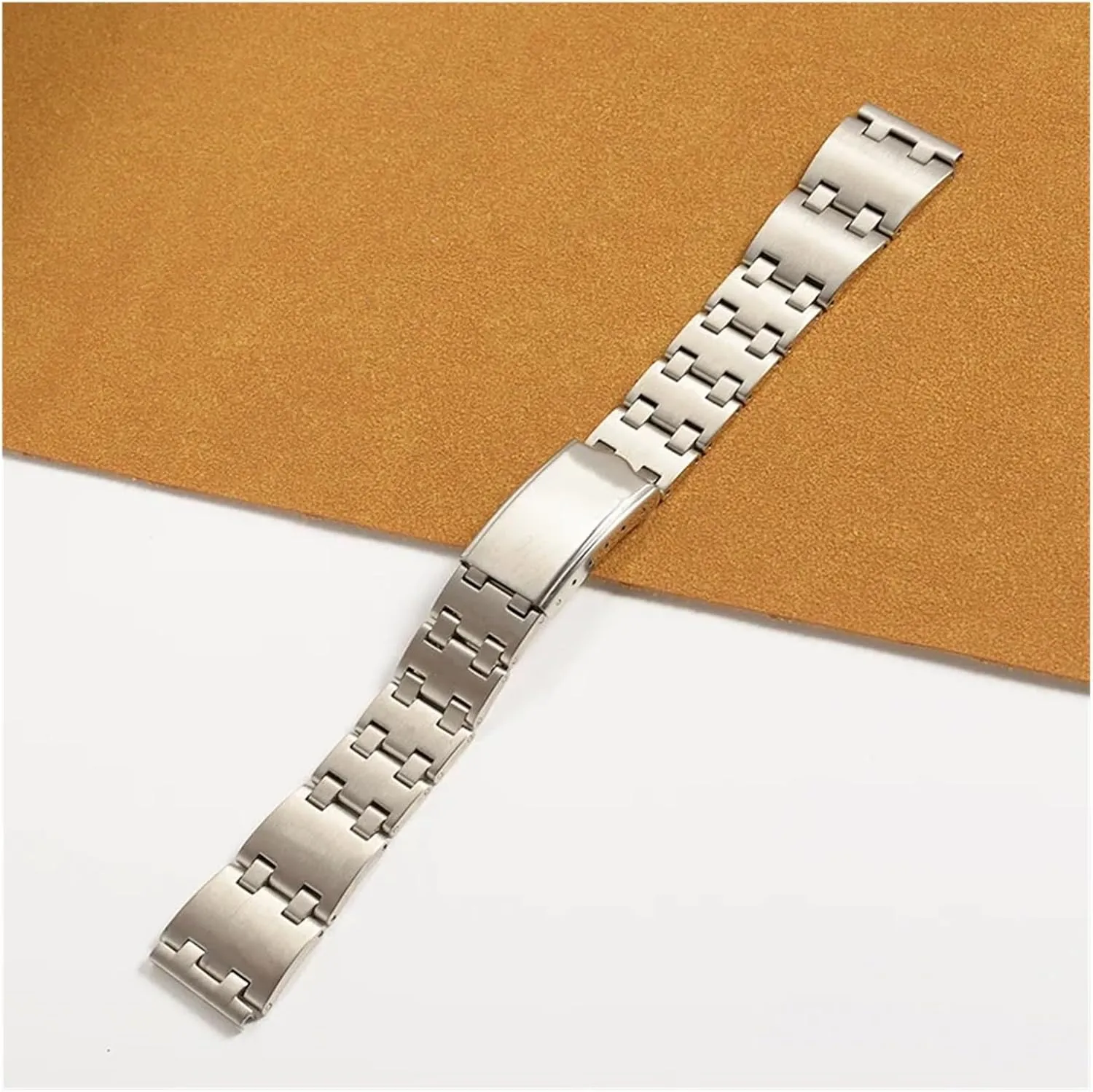Stainless Steel Watchband Strap Fold Buckle Clasp Wrist Belt Bracelet Silver Watch Accessories Brushed