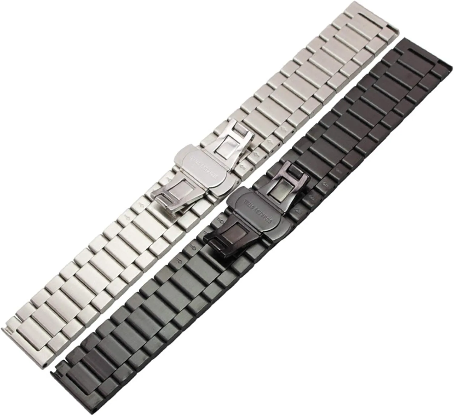 stainless steel watchbands 16mm 18mm 20mm 22mm silver black metal watch band strap