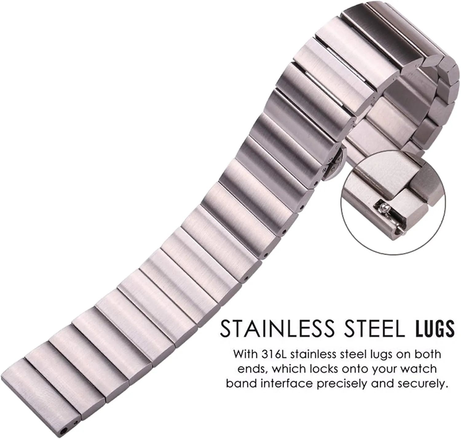 stainless steel watchbands 16mm 18mm 20mm 22mm silver black metal watch band strap