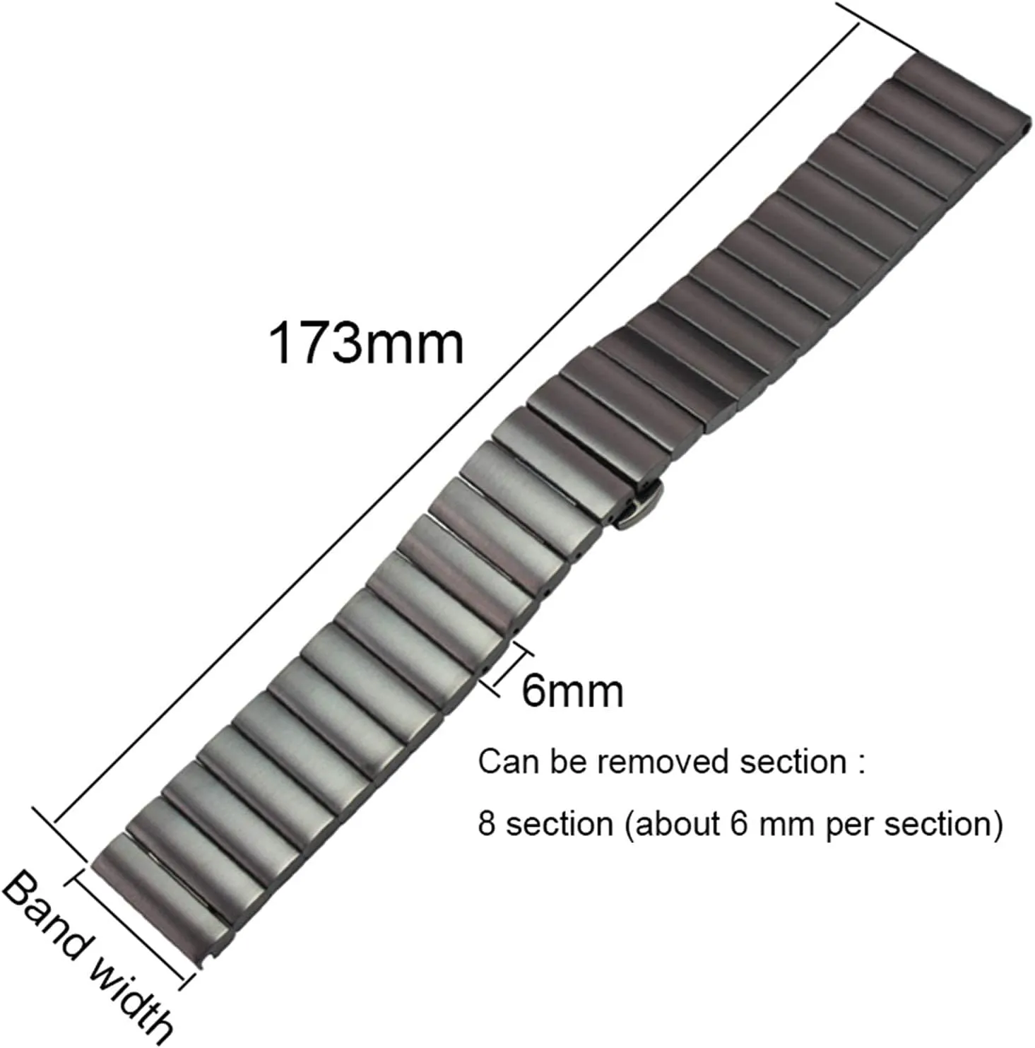 stainless steel watchbands 16mm 18mm 20mm 22mm silver black metal watch band strap